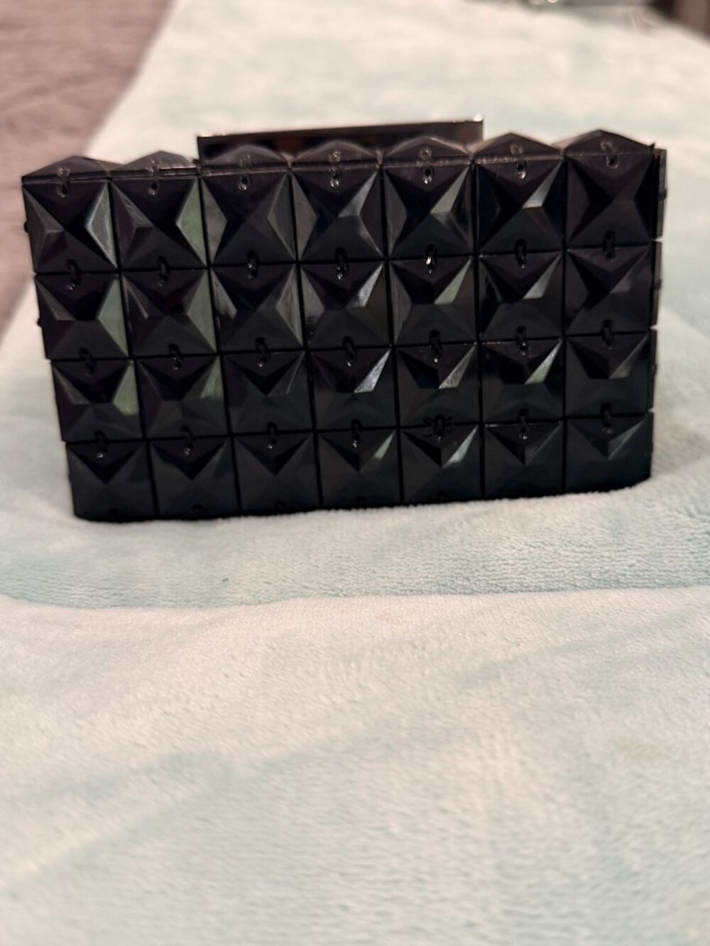BCBGMaxAzria Black Pyramid Stud Clutch